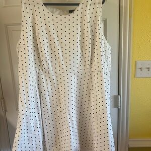 Ellos White and Black Polka Dot Mini Dress